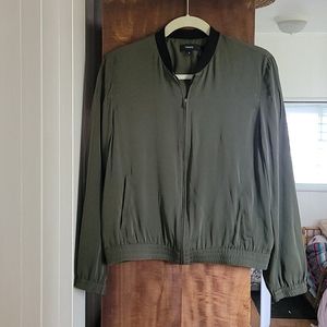 Theory Olive Silk Bomber